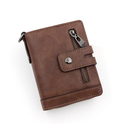 Vertical Vintage Multi Functional Zipper Men's Wallet