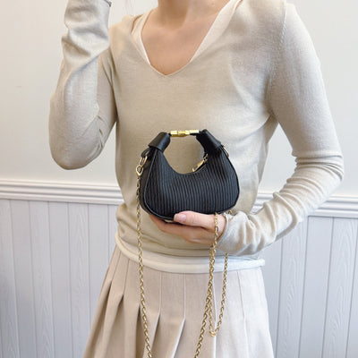 Womens Crescent Shoulder Bag | Premium Chain Strap Armpit Handbag for Daily Style