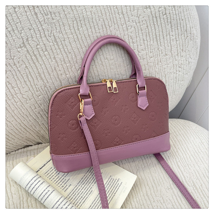 Womens Luxury Shell Crossbody Handbag | Elegant Embossed Top Handle Shoulder Bag