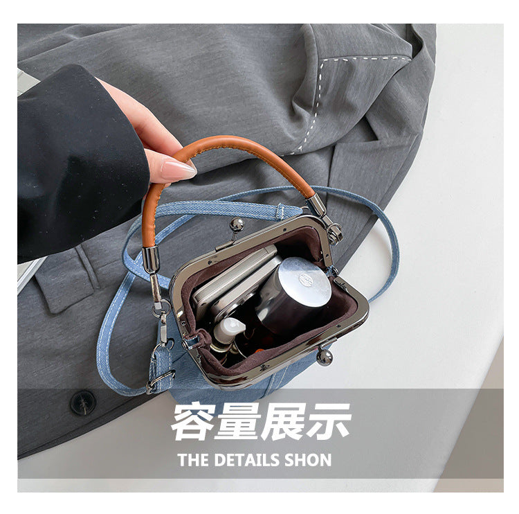 Vintage Canvas Bucket Shoulder Bag for Women  Denim Style Underarm Crossbody Bag