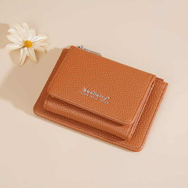 Trendy Orange Color Tri Fold Purse for Women
