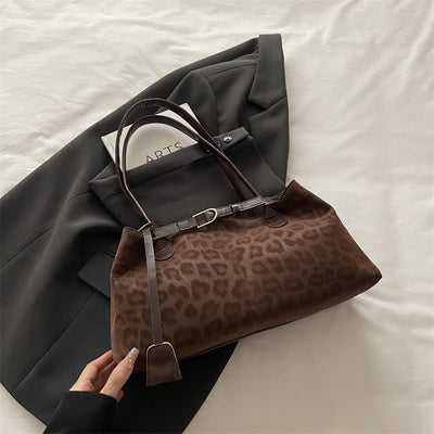 Womens Leopard Print Shoulder Handbag | Retro Fashion Large Capacity Armpit Bag