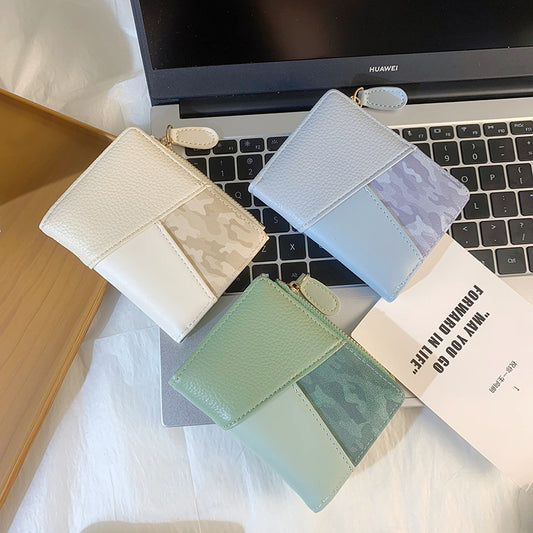 High-Quality Color Splicing Multi-Card Slot Zipper Wallet for Women