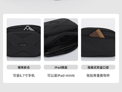 Mens EVA Hard Shell Crossbody Chest Bag | Waterproof Anti-Theft Sling Shoulder Bag