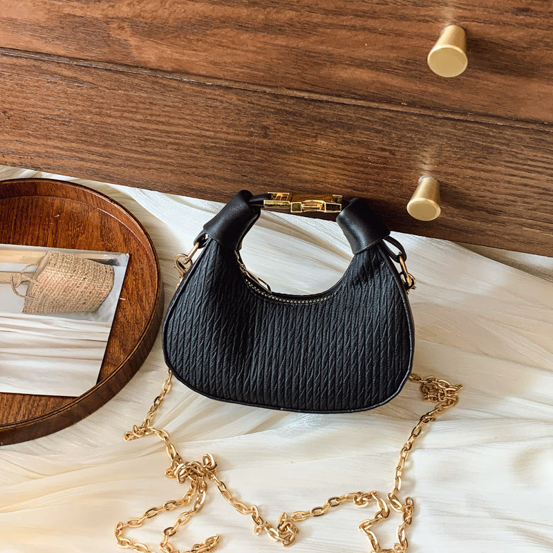 Womens Crescent Shoulder Bag | Premium Chain Strap Armpit Handbag for Daily Style
