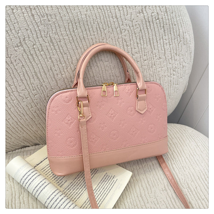 Womens Luxury Shell Crossbody Handbag | Elegant Embossed Top Handle Shoulder Bag