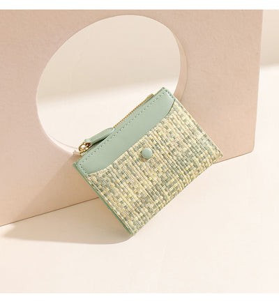 Premium Woven Short Womens Wallet | Multi-Card Compact Zip Coin Purse