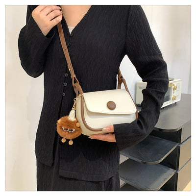 Vintage Two-Tone Mini Crossbody Bag for Women  Soft PU Flap Shoulder Bag