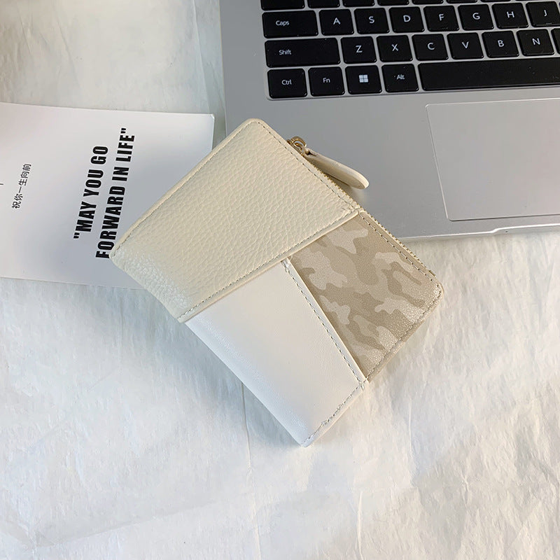 High-Quality Color Splicing Multi-Card Slot Zipper Wallet for Women