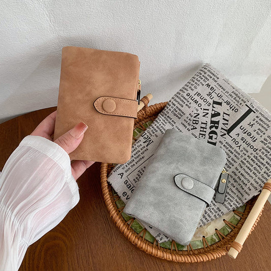 High Quality Buckle Hook Short Ladies Wallet