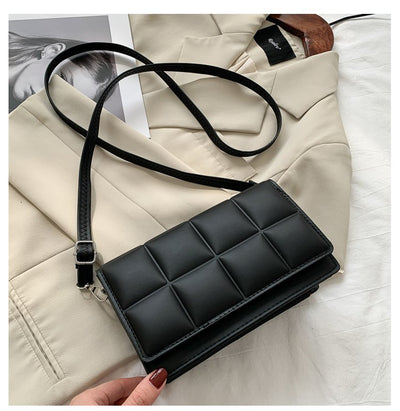 Quilted Mini Crossbody Bag for Women  Soft PU Square Shoulder Bag
