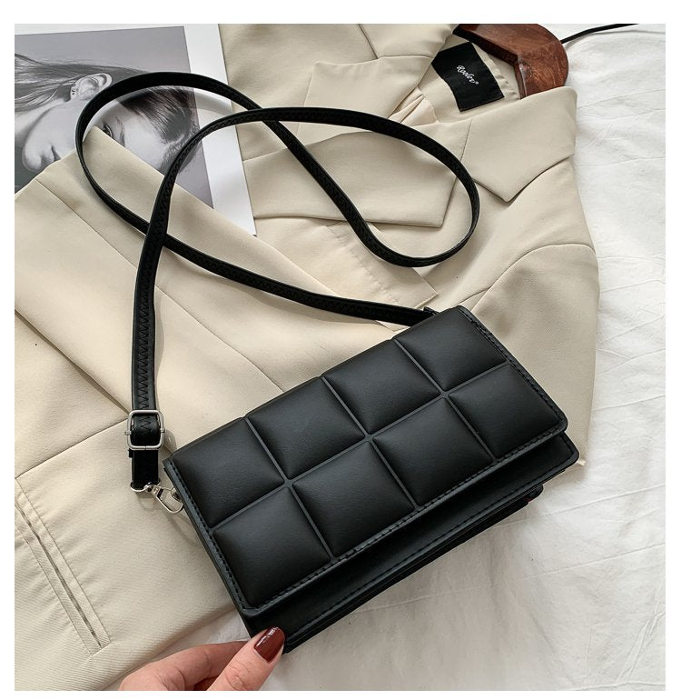 Quilted Mini Crossbody Bag for Women  Soft PU Square Shoulder Bag
