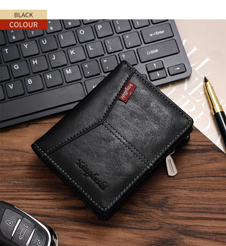 Casual Splicing Men's Wallet with Zippered Coin Purse