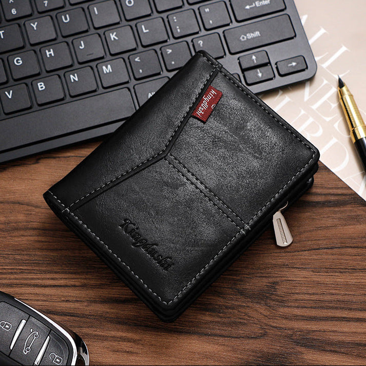 Casual Splicing Men's Wallet with Zippered Coin Purse