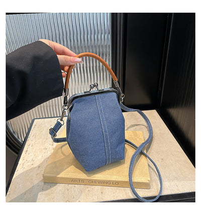 Vintage Canvas Bucket Shoulder Bag for Women  Denim Style Underarm Crossbody Bag