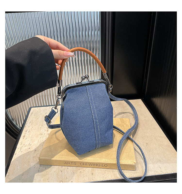 Vintage Canvas Bucket Shoulder Bag for Women  Denim Style Underarm Crossbody Bag