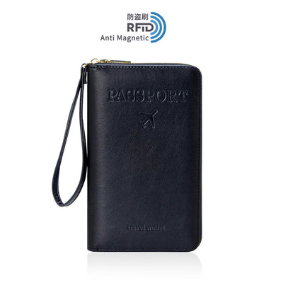 Multi Chambered RFID Protected  Zipper Passport Wallet