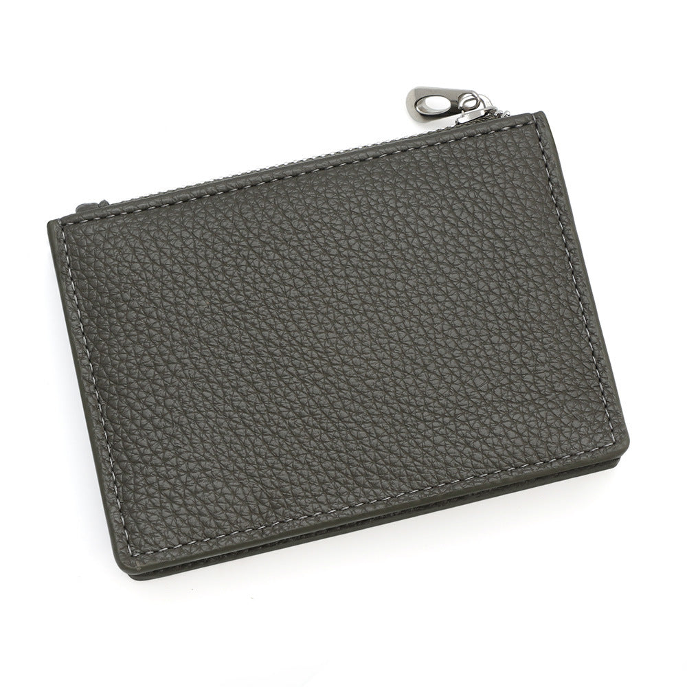 Slim PU Leather Card Holder Wallet | Zipper Coin Purse with Multi Card Slots
