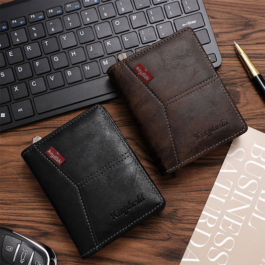 Casual Splicing Men's Wallet with Zippered Coin Purse