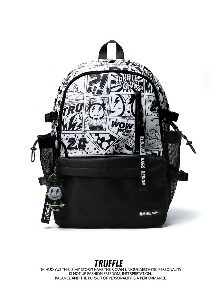 TRUFFLEF Comic print Large Capacity Outdoor Backpack