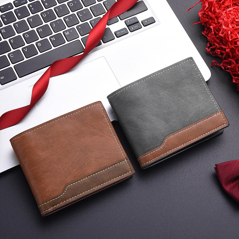 Horizontal Bi-fold PU leather Multi-Card Space Retro Men's Wallet
