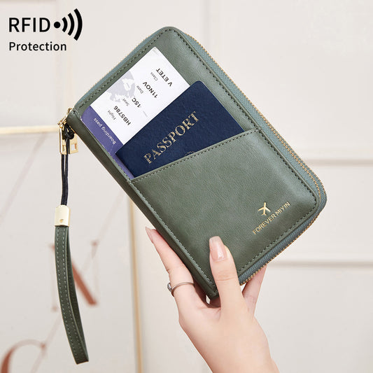 High Quality Multi Functional Double Zipper Passport Bag