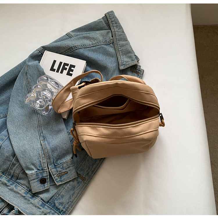Women’s Minimal Canvas Crossbody Bucket Bag | Lightweight Casual Shoulder Handbag