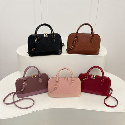 Womens Luxury Shell Crossbody Handbag | Elegant Embossed Top Handle Shoulder Bag