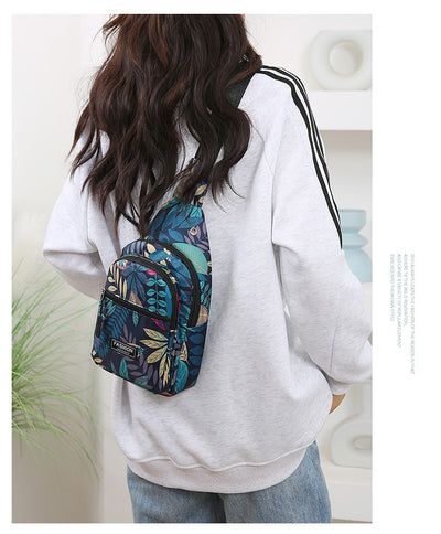 Maple Leaf Print Crossbody Chest Bag for Women | Lightweight Oxford Travel Sling Bag