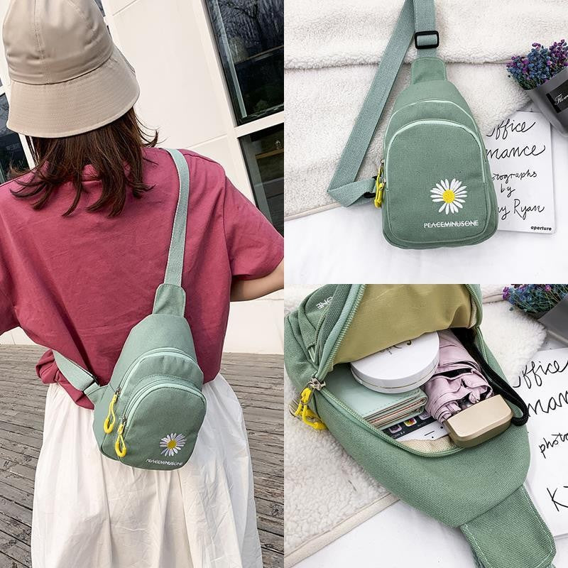 Cute Canvas Mini Crossbody Chest Bag for Women | Lightweight Everyday Sling Bag
