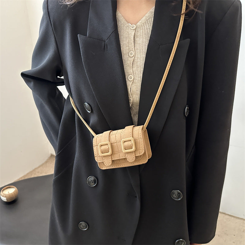 Vintage Buckle Mini Crossbody Bag – Retro PU Leather Shoulder Bag