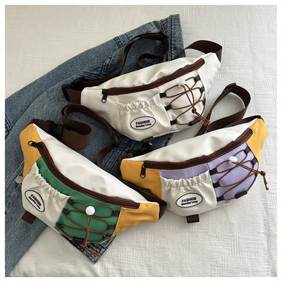 Vintage Utility Waist Bag  Multi-Pocket Canvas Crossbody Sling Bag