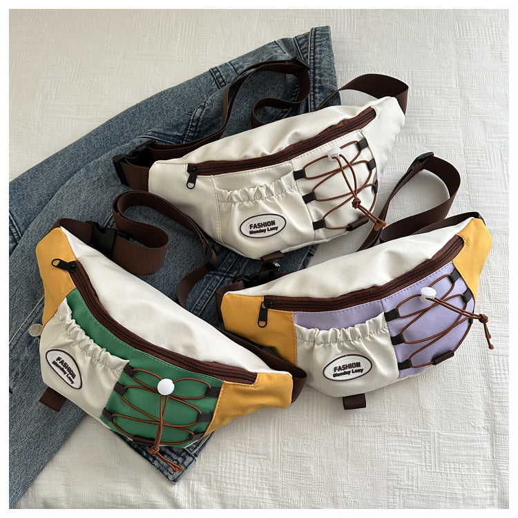 Vintage Utility Waist Bag  Multi-Pocket Canvas Crossbody Sling Bag