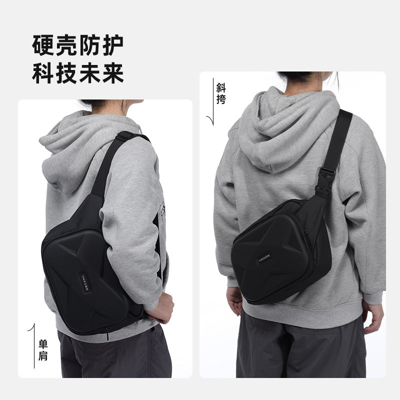 Mens EVA Hard Shell Crossbody Chest Bag | Waterproof Anti-Theft Sling Shoulder Bag