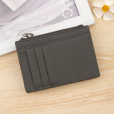 Slim PU Leather Card Holder Wallet | Zipper Coin Purse with Multi Card Slots
