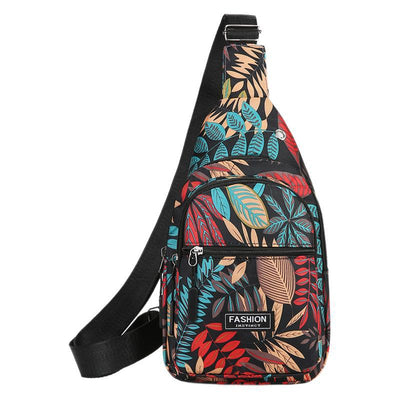 Maple Leaf Print Crossbody Chest Bag for Women | Lightweight Oxford Travel Sling Bag