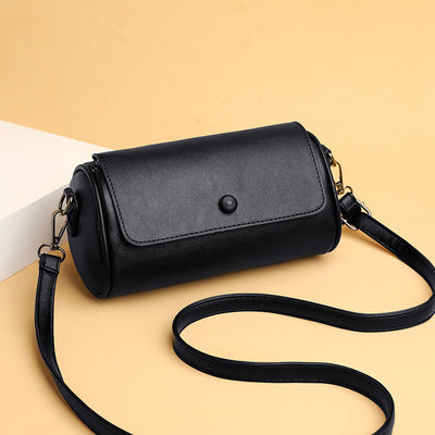 Versatile Solid Color Cylinder Shape Women's Shoulder bag