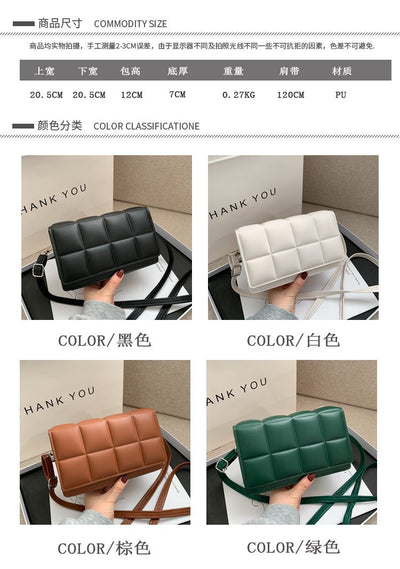 Quilted Mini Crossbody Bag for Women  Soft PU Square Shoulder Bag