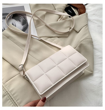 Quilted Mini Crossbody Bag for Women  Soft PU Square Shoulder Bag