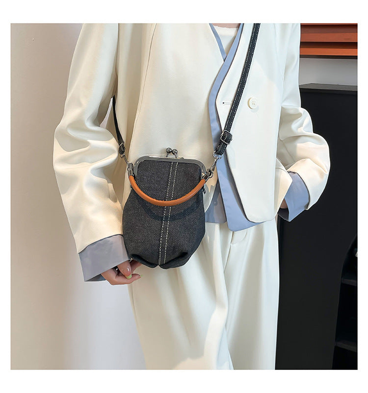 Vintage Canvas Bucket Shoulder Bag for Women  Denim Style Underarm Crossbody Bag