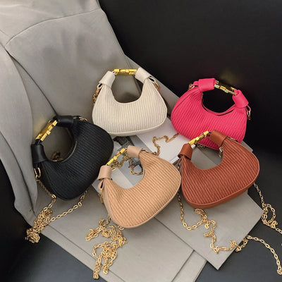 Womens Crescent Shoulder Bag | Premium Chain Strap Armpit Handbag for Daily Style