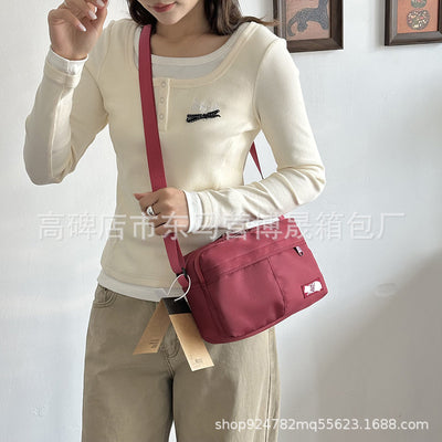 Utility Mini Crossbody Bag for Women  Multi-Pocket Oxford Shoulder Bag