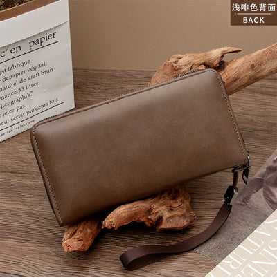 Premium Men's Long Clutch Wallet with Wrist Strap
