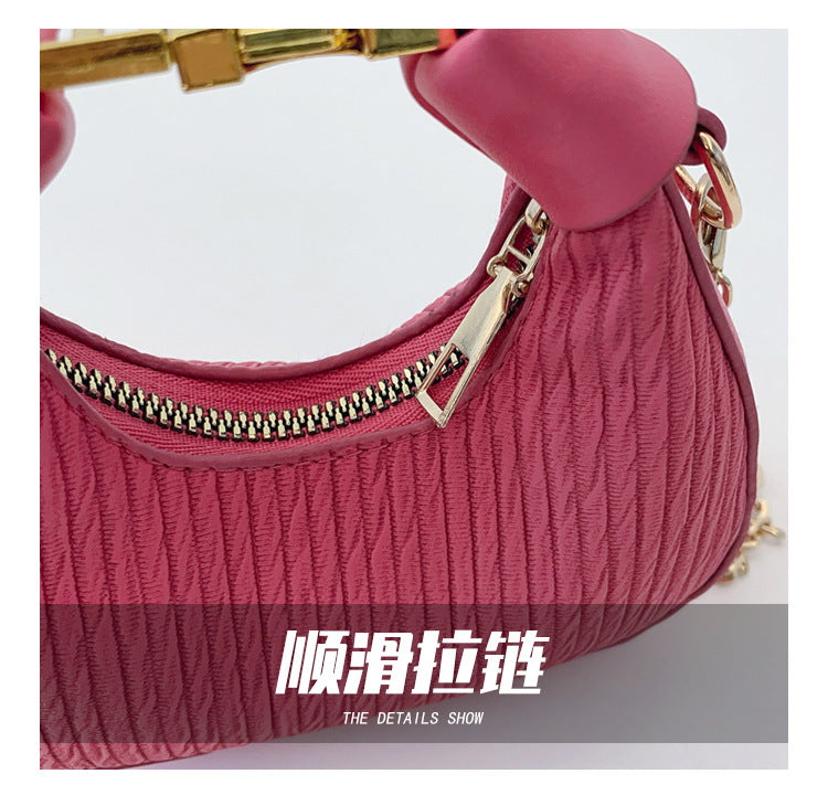 Womens Crescent Shoulder Bag | Premium Chain Strap Armpit Handbag for Daily Style
