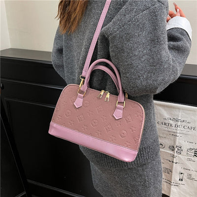 Womens Luxury Shell Crossbody Handbag | Elegant Embossed Top Handle Shoulder Bag
