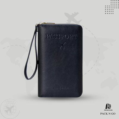 Multi Chambered RFID Protected  Zipper Passport Wallet