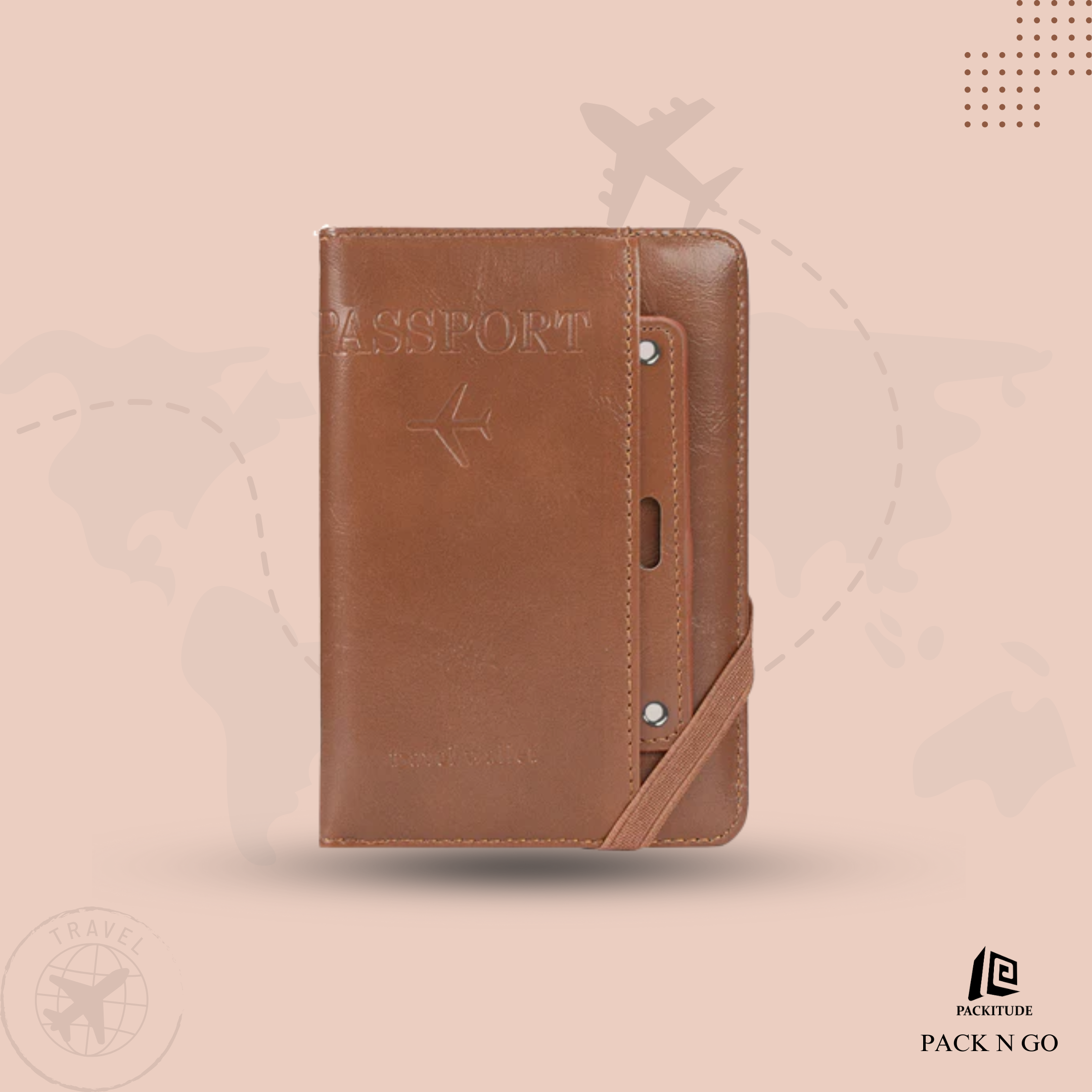 RFID protected Multi functional Bi Fold Passport Wallet