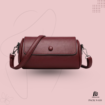 Versatile Solid Color Cylinder Shape Women's Shoulder bag