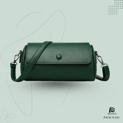 Versatile Solid Color Cylinder Shape Women's Shoulder bag