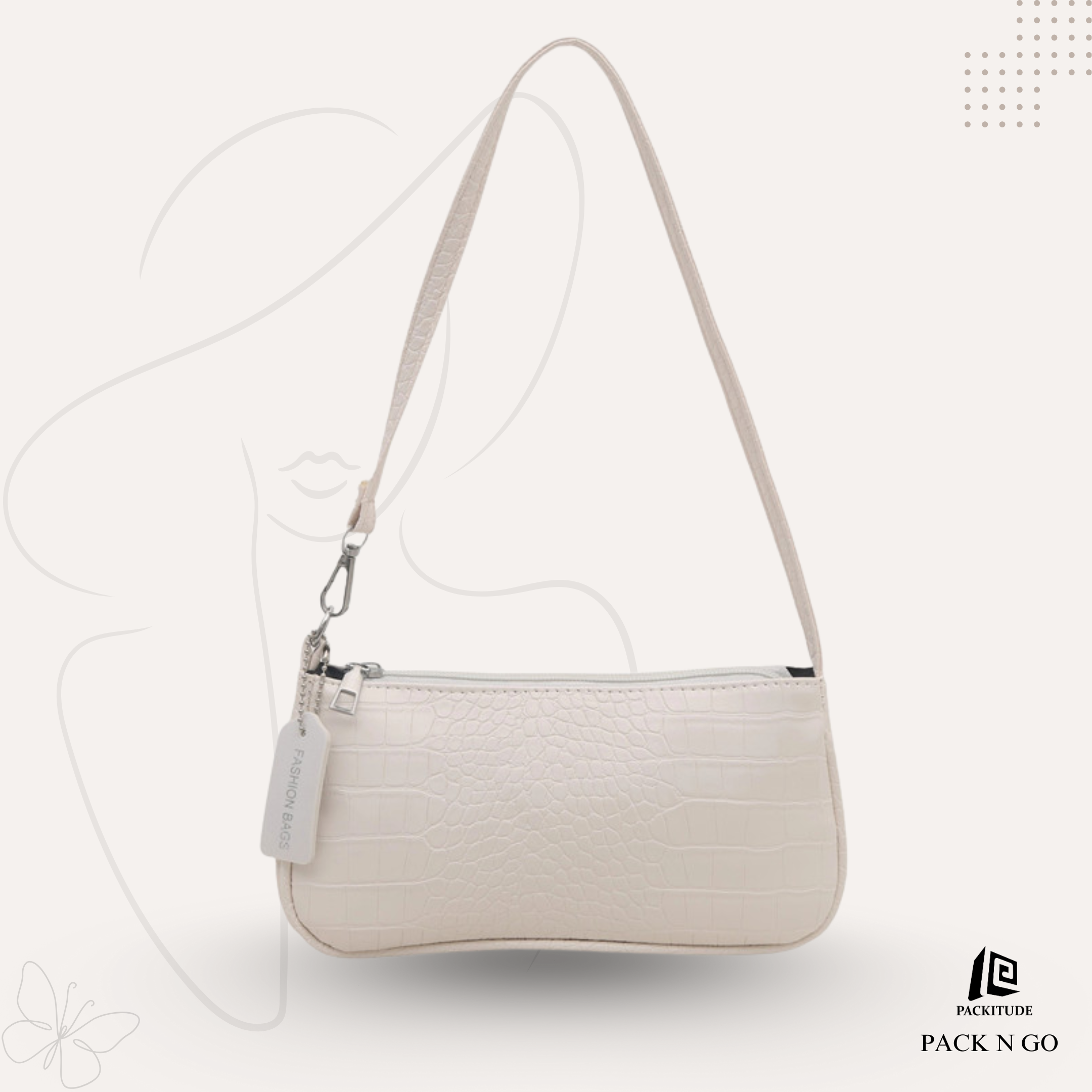 French Style Crocodile Pattern Shoulder Side Bag